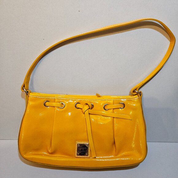 NWT Dooney & Bourke Yellow Patent Leather Drawstring Shoulder Bag Purse - Picture 1 of 3